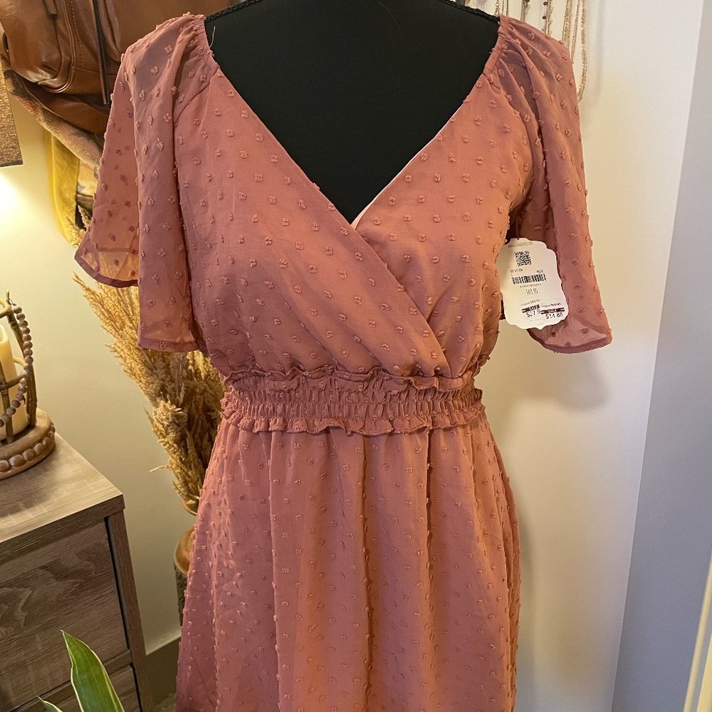 V-Neck Cinch Waist Babydoll Dress